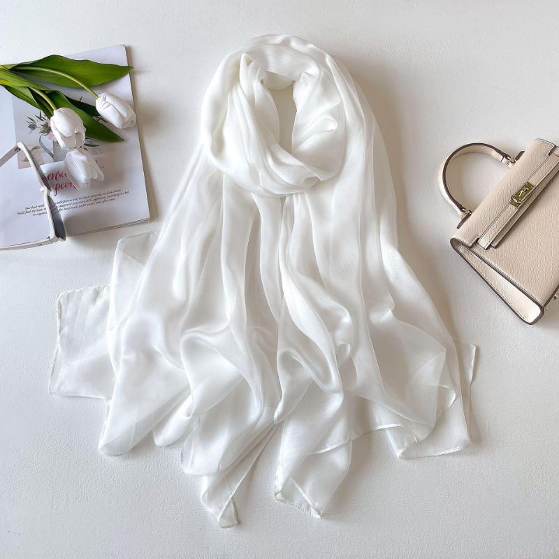 Solid Color Headscarf Silk Scarf Thin Large Scarf Travel Sun Protection Decorative Shawl Linen Plain Scarf Versatile
