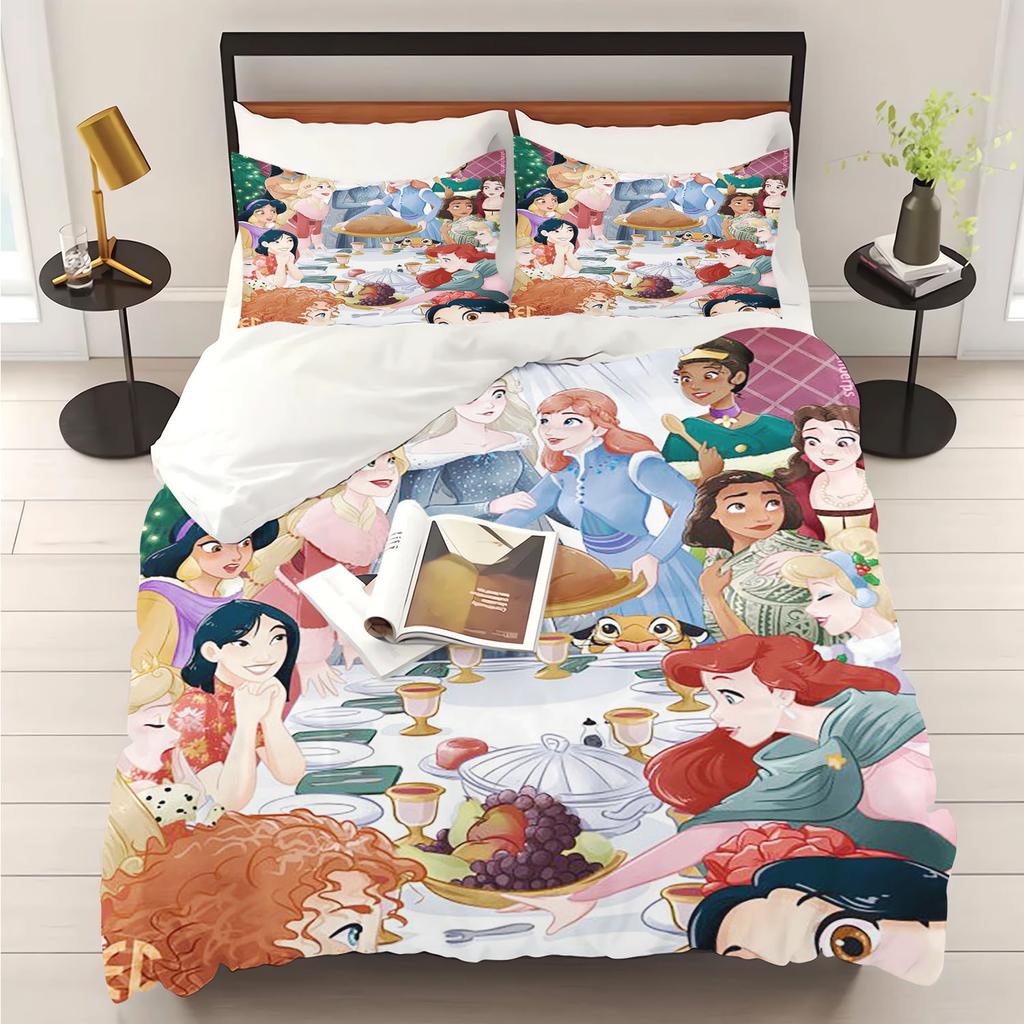 Princess Series 100% Polyester Duvet Cover Set Home Decor Bedding Comforter Sets 3D Children'S Bedding Set 3-Piece