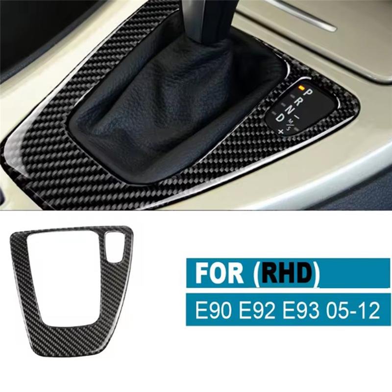 A16P-For BMW 3 Series E90 E92 E93 05- 12 RHD Compatible Car Gear Shift Panel Cover Carbon Fiber Trim Sticker Interior Accessory