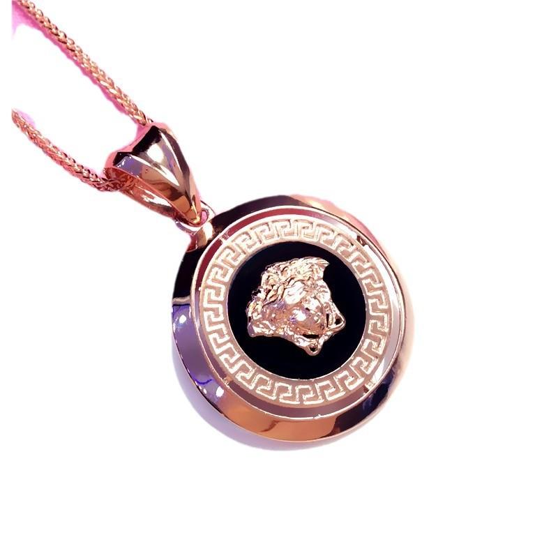 Exquisite Russian Purple Gold Luxury Round Exquisite Pendant European And American Fashion Rose Gold Plated Hollow Necklace Jewelry