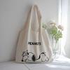 [hgTUP] Snoopy Tote Bag, Canvas Tote Bag, Large Capacity, Snoopy Shoulder Bag, Canvas Tote Bag with Interior Pocket, Thick Eco Bag, Meeting Bag,