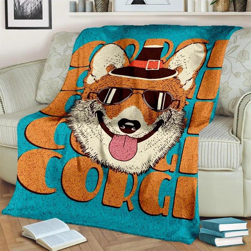 Cute Dog Husky, Samoye, Chihuahua, Koki Pomeranian Cartoon Blanket,Soft Throw Blanket for Home Bedroom Sofa Cover Blanket Kids