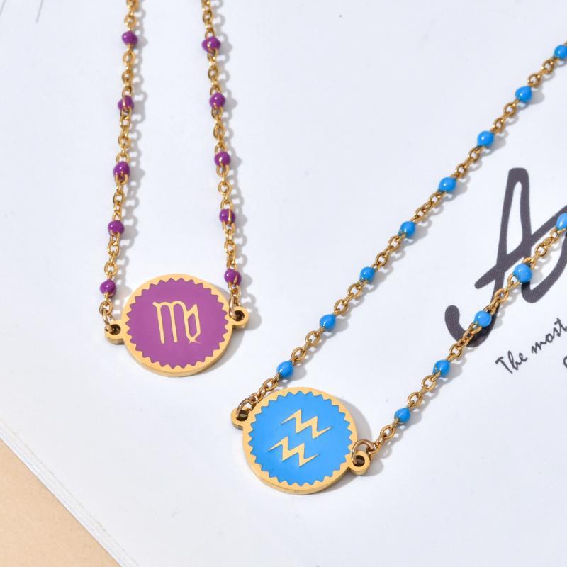 Stainless Steel Chain Zodiac Sign 12 Constellation Bracelet Charm Gold Color Chain Bracelet For Women Birthday Jewelry Gifts