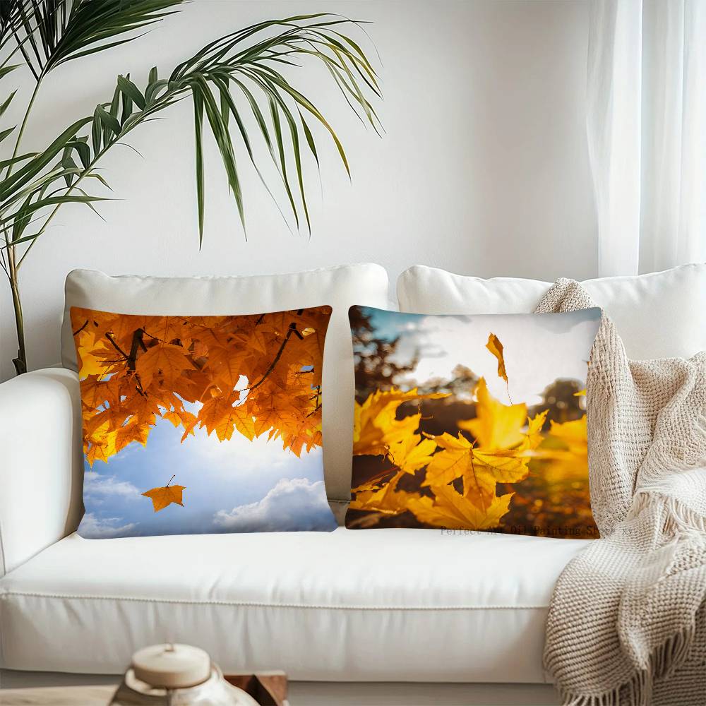 Red Maple Leaf Pillow Case Fashion Square Pillowcase Bedroom Sofa Room Ins Decoration Leisure