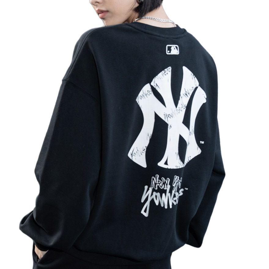 MLB New York Yankees Casual Loose Graffiti Crew Neck Long Sleeve Sweatshirt Unisex Sweatshirt 3AMTB0561-50BKS