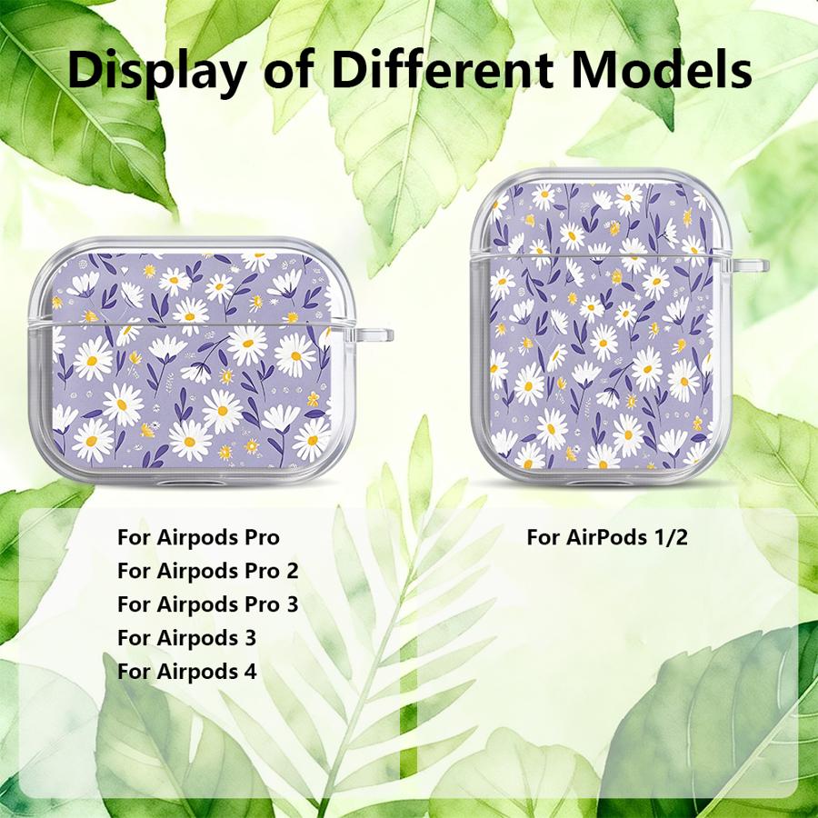 Case For Airpods 1 Pro3 Pro2 3 2 Pro 4 Clear Earphone Cases Cover Simple Floral Pattern