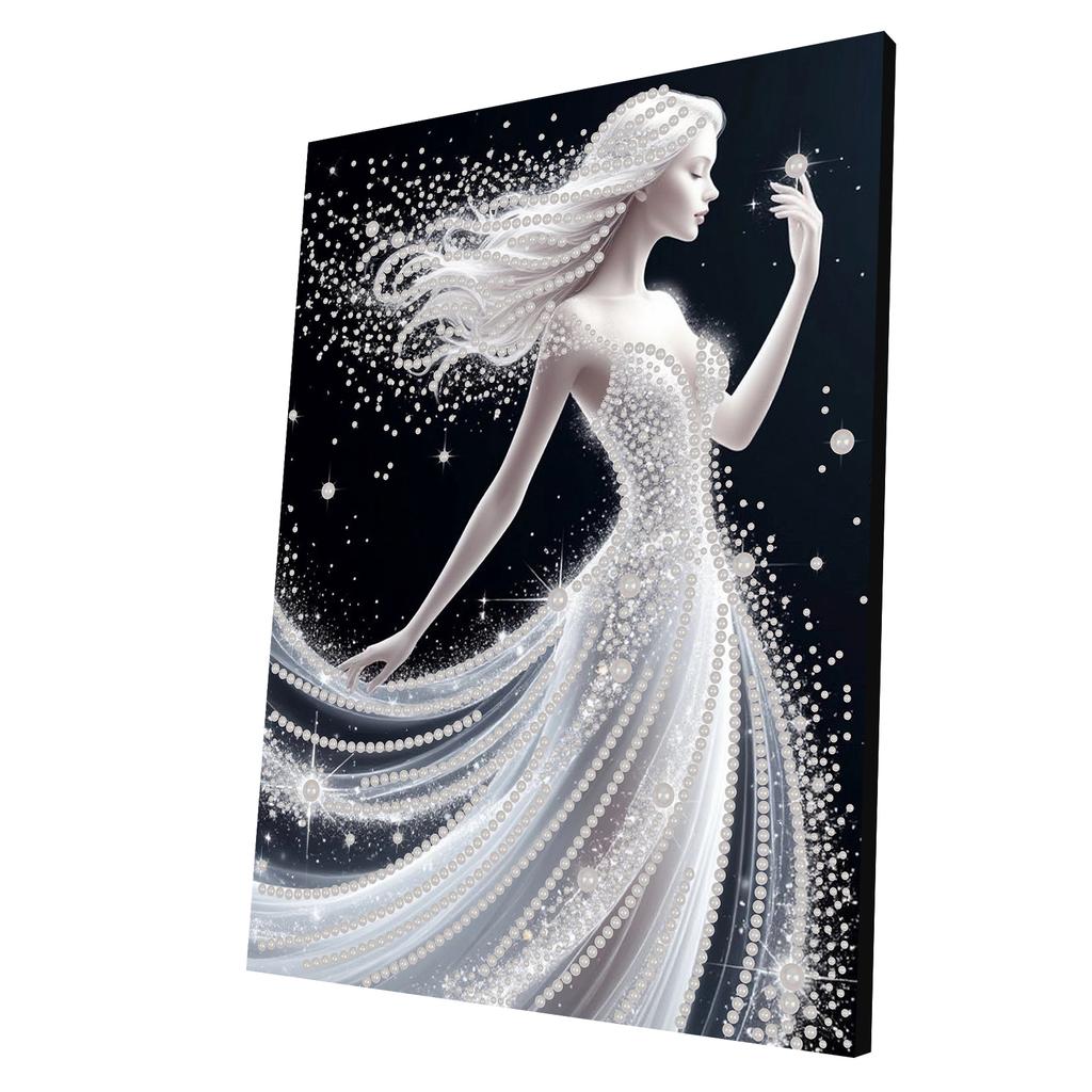 DIY Pearl Dot Painting for Adults Beginners Home Wall Decor Pearl Gem Paintings Picture Arts Craft With Frame 30x40cm