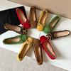 Color Giant Soft Flat-soled Bow Ballet Shoes Soft-soled Light-mouth Single Shoes Low-heeled Square-headed Grandma Shoes Children