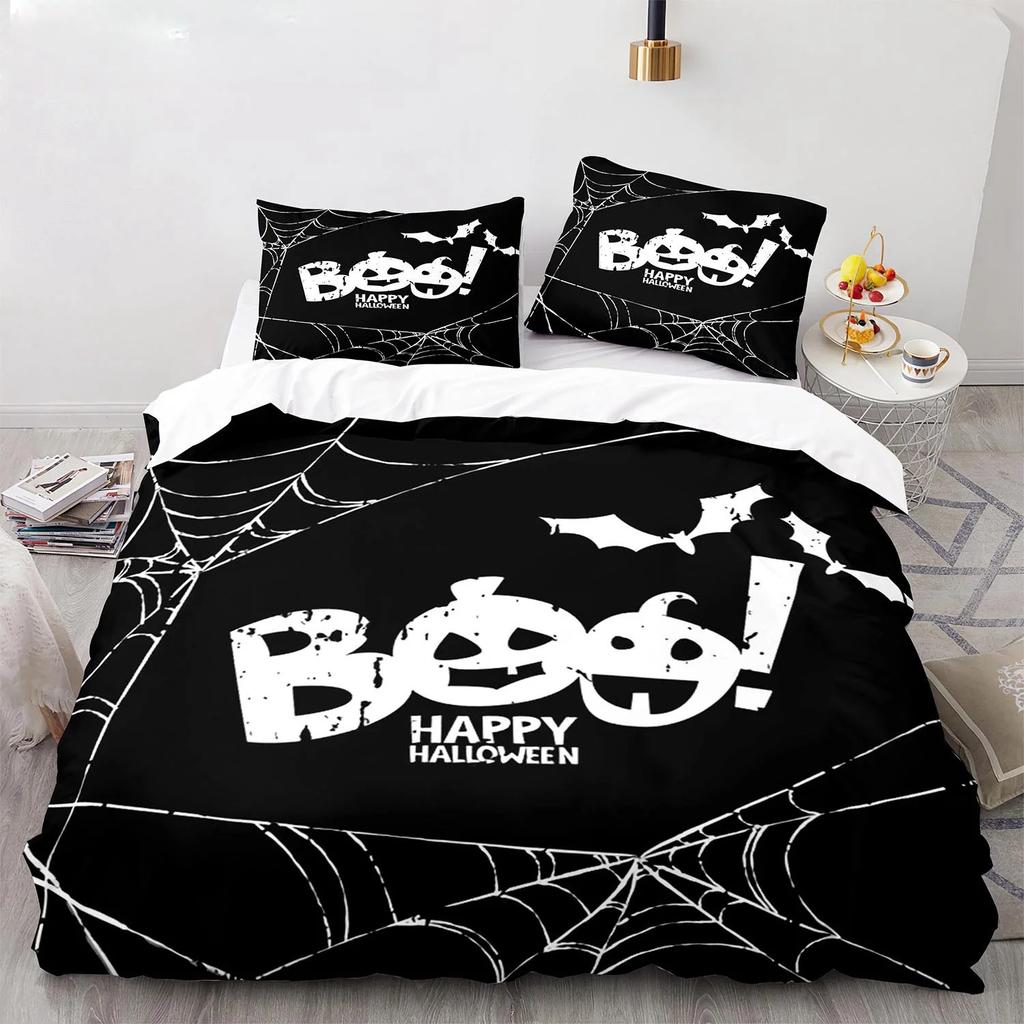 New 3D Print Halloween Boo Cartoon Bedding Set,Duvet Cover Bed Set Quilt Cover Pillowcase,King Queen Twin Size Boys Girls Adults