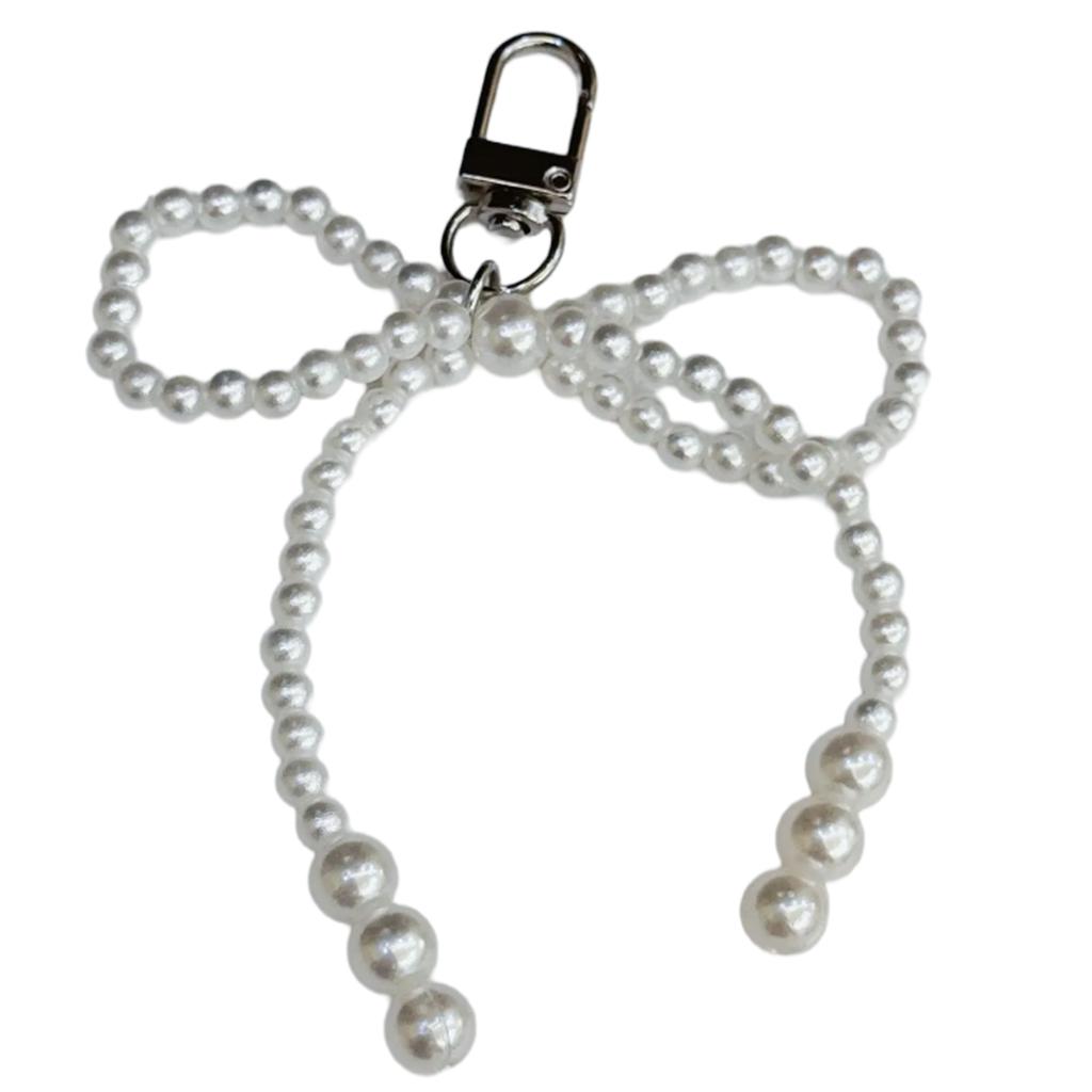 Chic Beaded Bowknot Key Rings Keychain Pendant Practical Phone Straps Stylish Accessory for Keys Purses and Backpacks