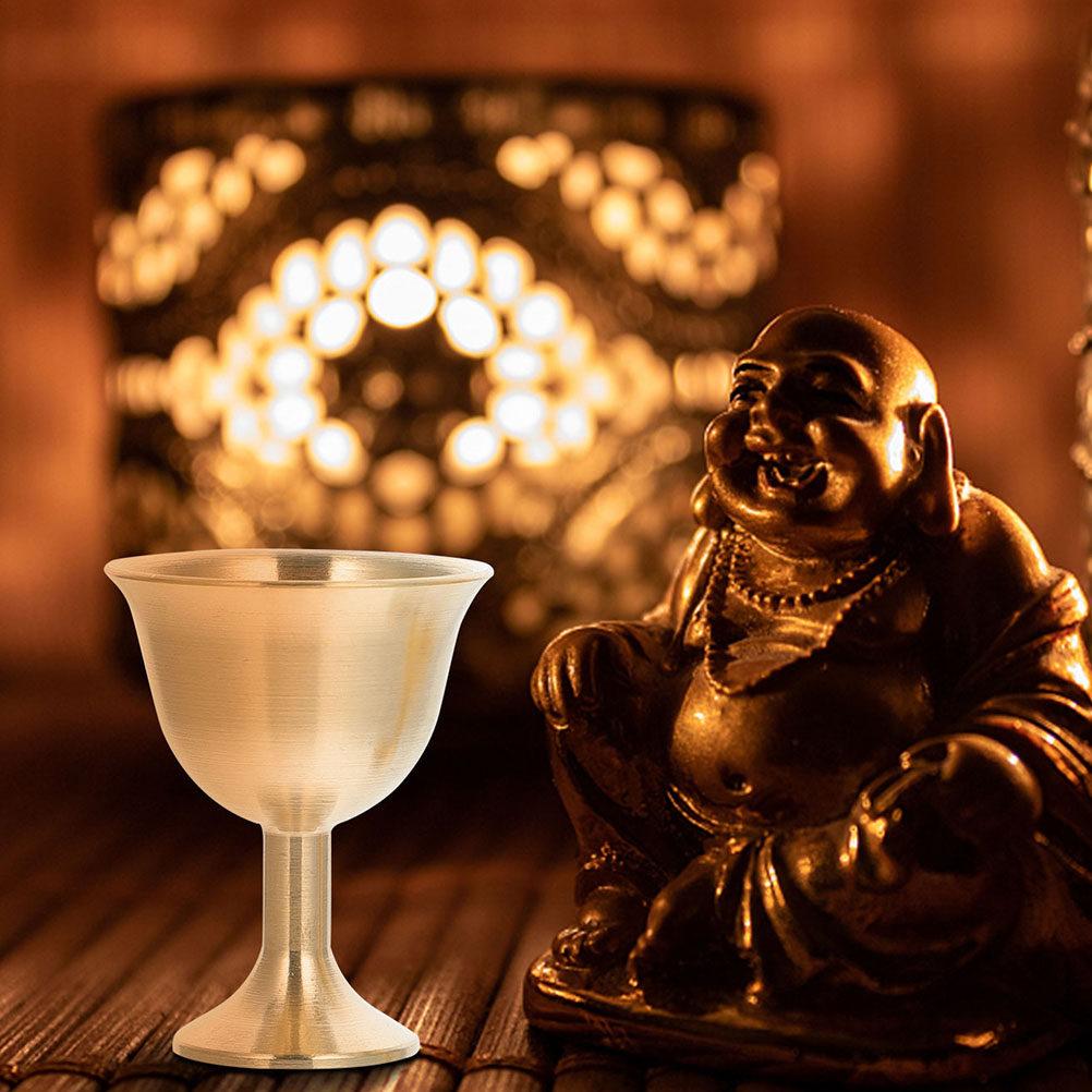 Retro Brass Temple Chalice Elegant Goblet for Ceremony Buddhist Decoration Solemn Grand Household Cups Luxury Brass Goblet