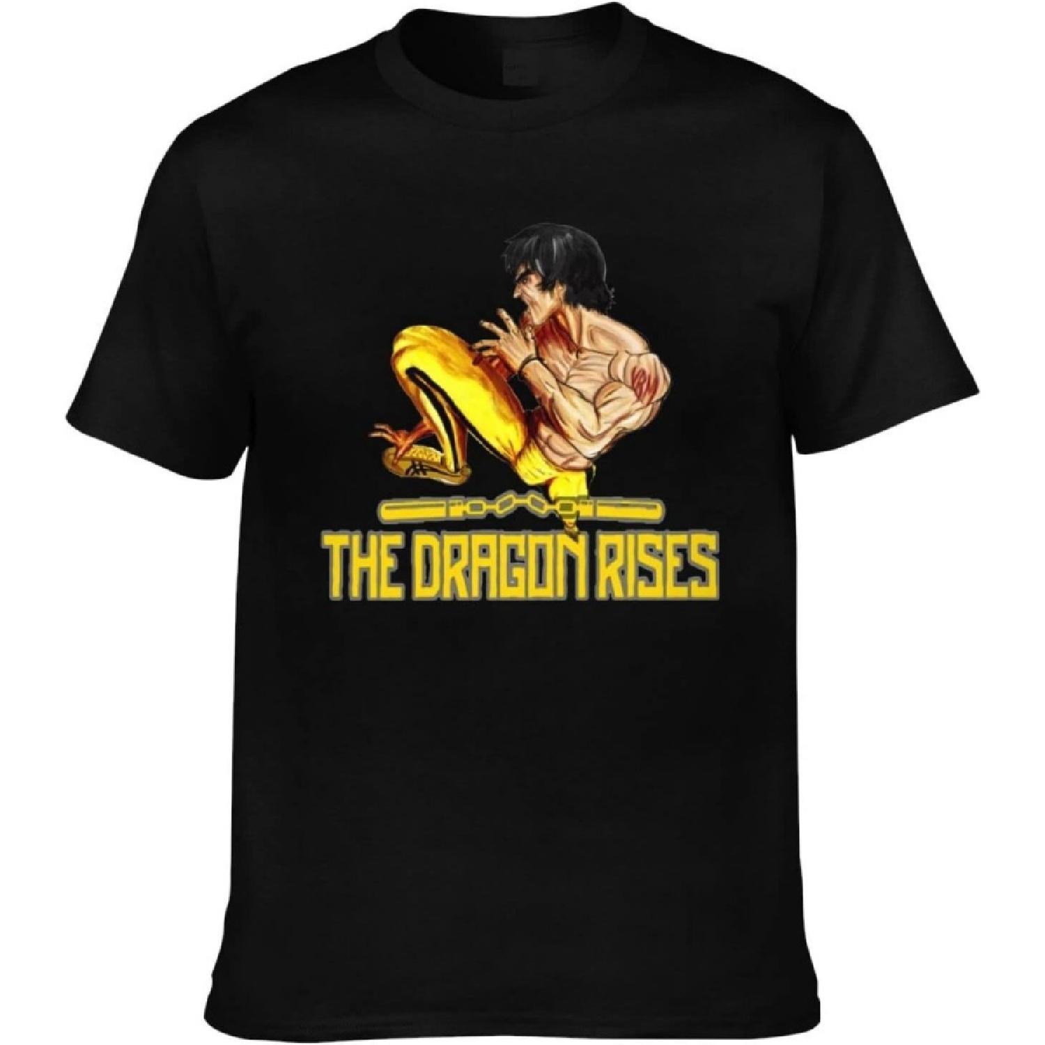 

DECKTT Мужская футболка с круглым вырезом Брюс Ли Приталенные футболки для мужчин Больших размеров(1) S чёрный