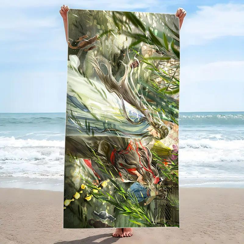 WangXian Print Beach Towel, Large Soft Quick Dry Towel for Beach Camping Swimming