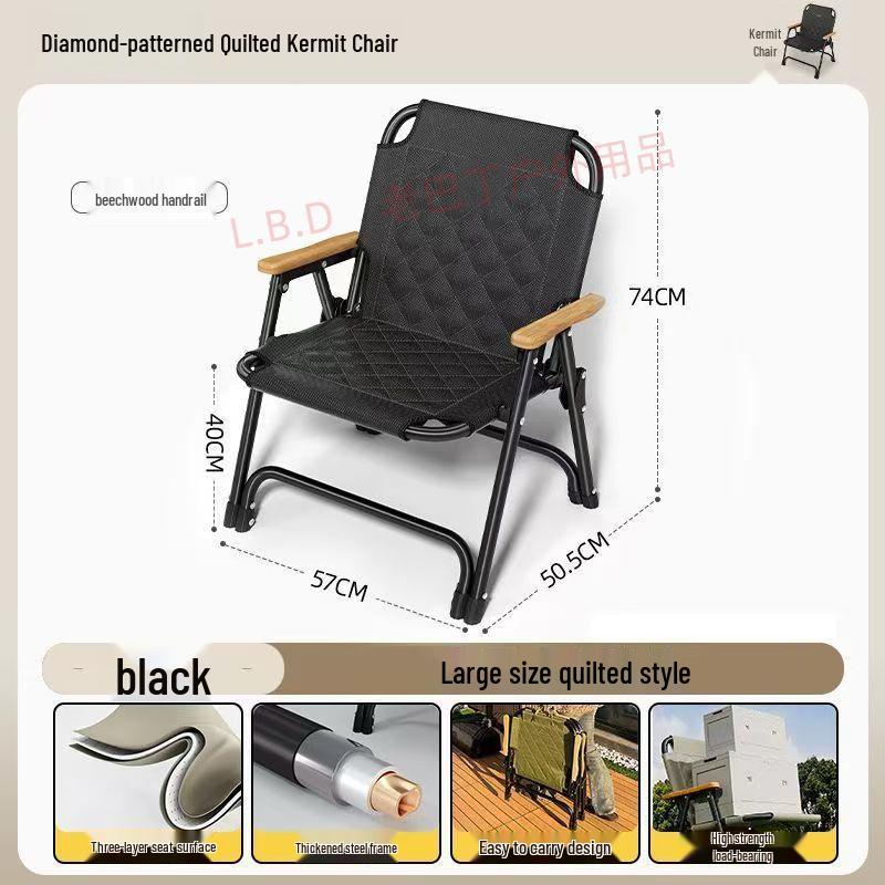 Portable Thickened Quilted Kermit Chair for Camping, Beach, Picnic, and Fishing