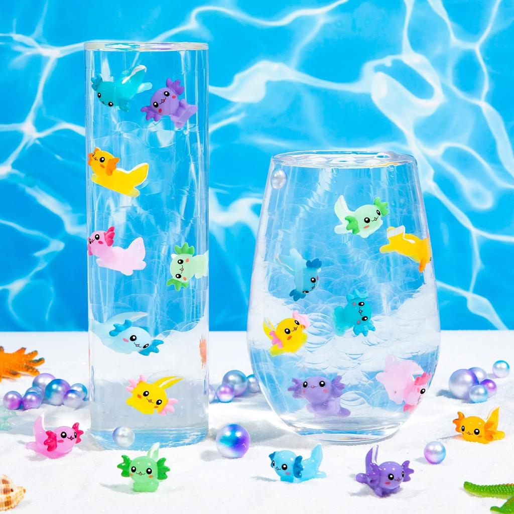 10/20Pcs Mini Resin Axolotl Figures Tiny Axolotl Figurine Random Color Miniature Animals Ornaments For Diy Fairy Garden Potted