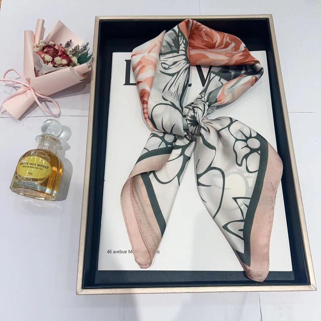 Hedvábný šátek pro ženy, módní všestranný, vysoký smysl, 70 čtverečních stop, ochrana krku, šátek, retro šátek, taška