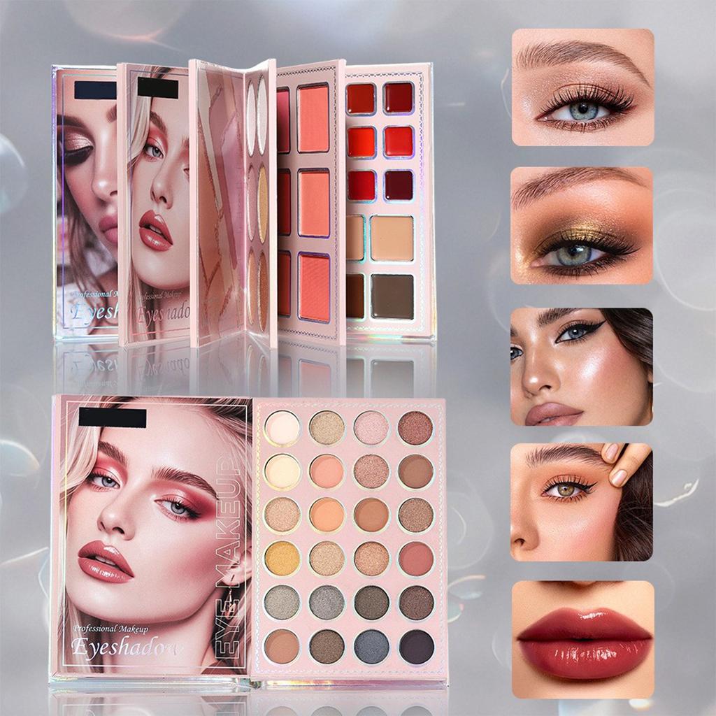 Ombretto Multi-colore Book Perlescente Finemente Scintillante, Fard a Lunga Tenuta, Gloss Labbra ad Alta Lucentezza Tutto-in-uno Makeup.