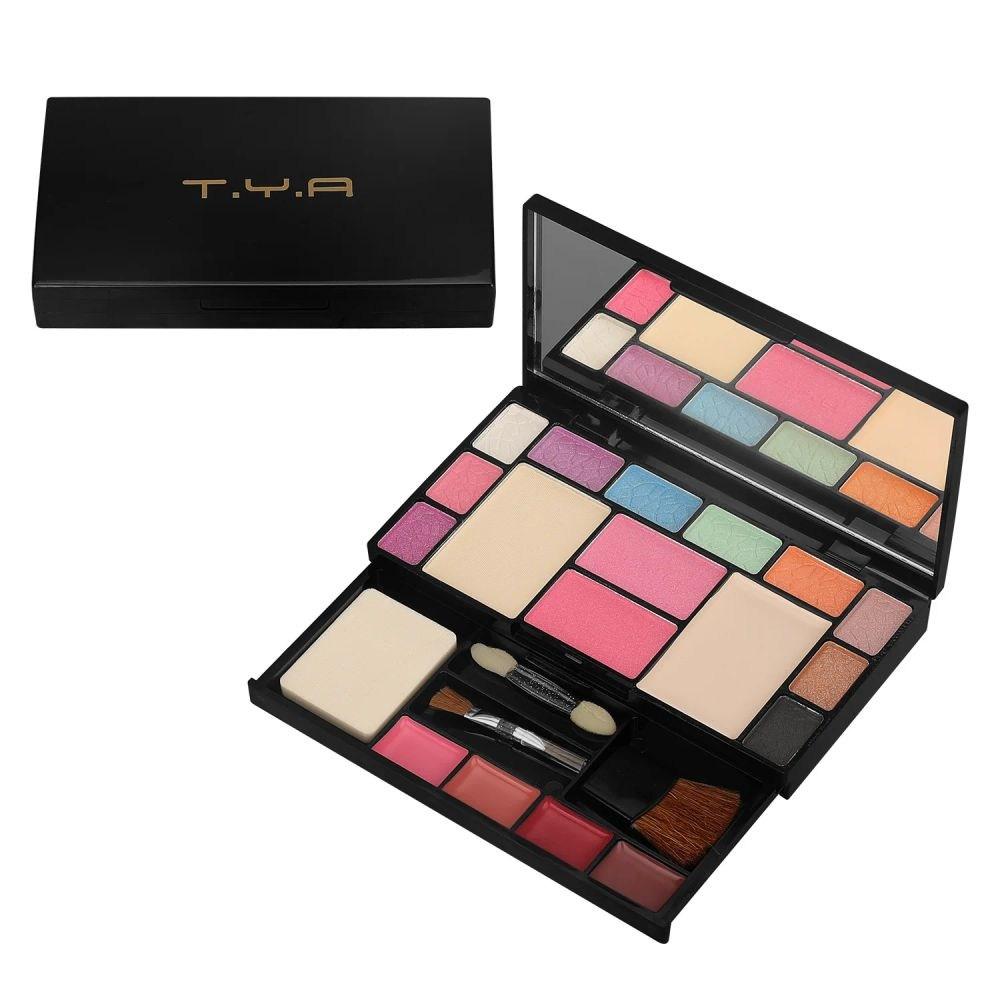 Professional Makeup Set Matte Shimmer Eyeshadow Palette Lip Gloss Foundation Powder Blusher Puff Tool Cosmetics Full Kit 18 Colors, 1 Piece