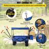 Collapsible Wagon Cart, Foldable Wagon Cart w/ Removable Canopy 600D Oxford Cloth, Collapsible Wagon Oversized Wheels Portable Folding Wagon