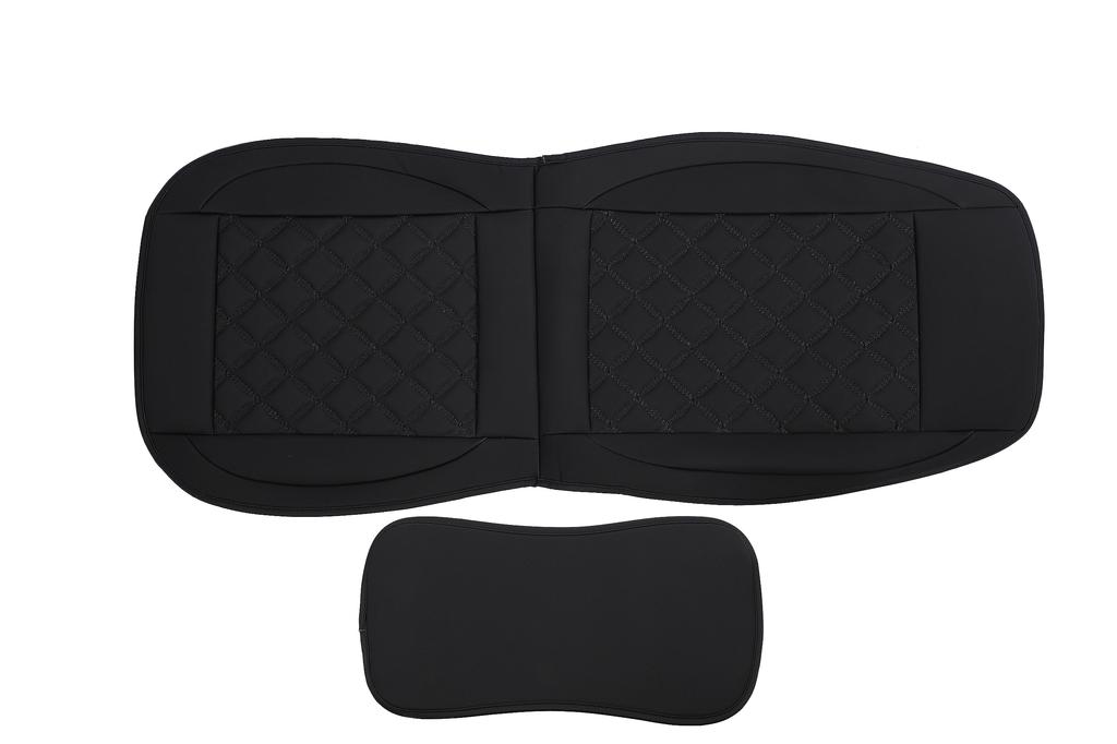 Car Apron Type PU Leather Seat Cover Easy Clean Mounted Car Seat Cushion PU Seat Cover Universal Car Item Color 2 Piece Leather-like (Black (Line