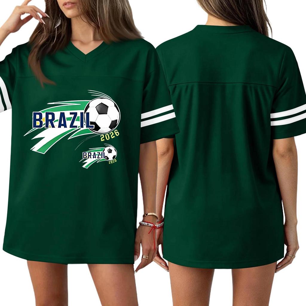 Women's Casual & Stylish V-Neck Sports — Print Short-Sleeve Athletic T-Shirt Top