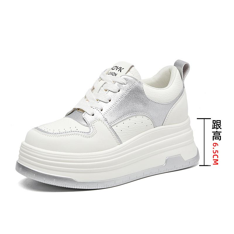 

Обувь, увеличивающая рост, 8 см, женская повседневная обувь, женская обувь 2025 года, одинарные туфли с круглым носком, белые туфли на платформе, детские универсальные 40