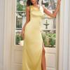 Temperament new matte high elastic dress, European and American sexy backless split slim and thin long dress skirt