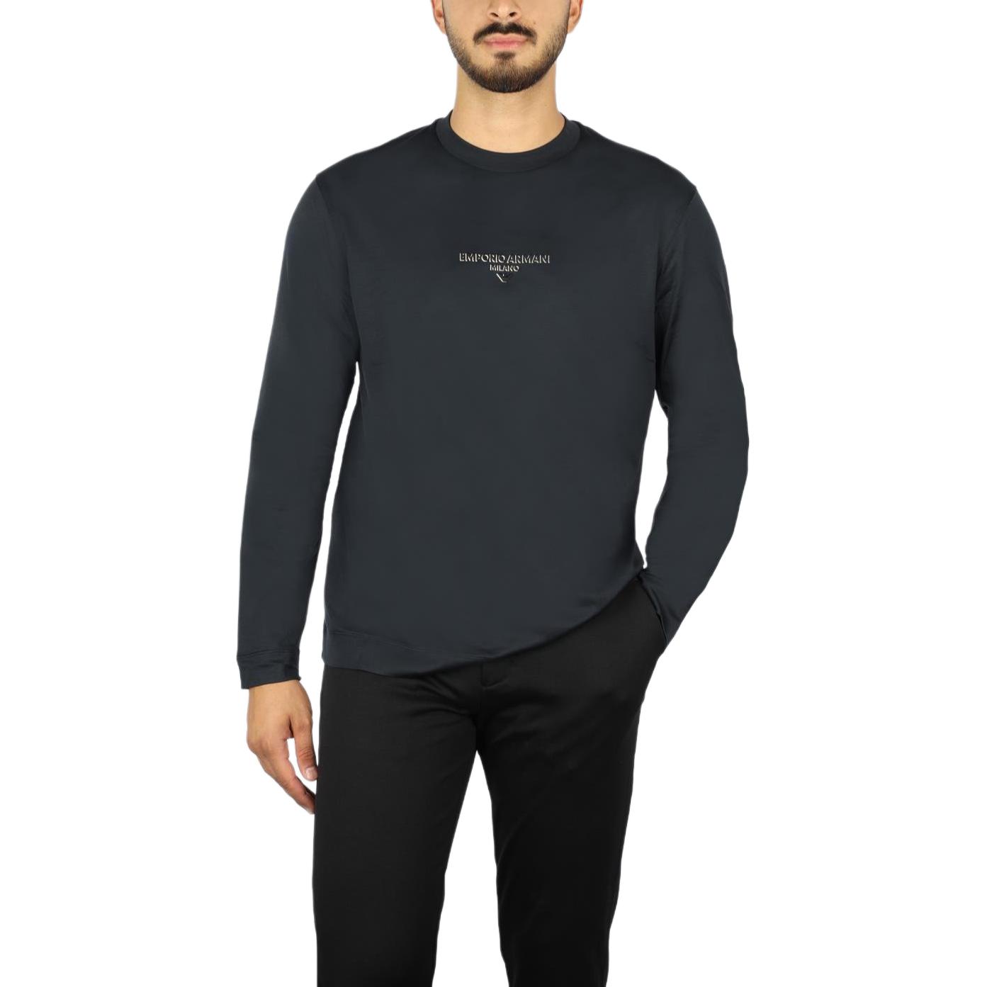 Emporio Armani Ss26 Crew Neck Long Sleeve Letter Solid Eagle Logo T-Shirt Men tops EM004345-AF10761-UB118 M