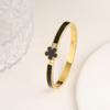 Nuova Tendenza Acciaio Inossidabile Pianta Fiore a Cinque Petali Bracciale Aperto Semplice Per Donna Gioielli di Lusso da Festa Accessori Regalo Fini Trifoglio