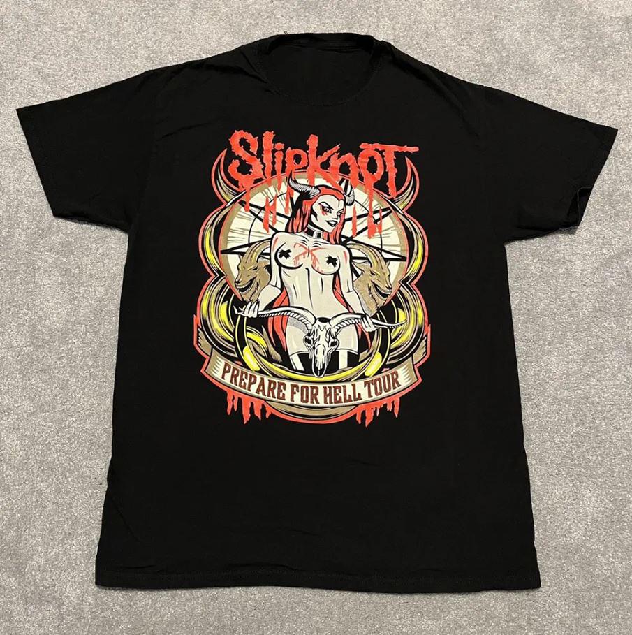 Slipknot Prepare for Hell Tour Женская футболка Винтаж Мужская Хлопок Все Размеры Футболка Унисекс L