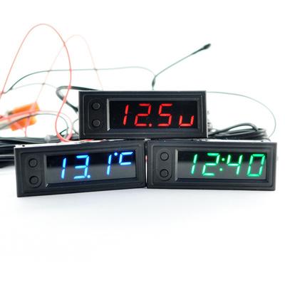 3 In 1 Car Temperature Clock LED Display Temperature Voltage Detector Luminous Electronic Clock Voltmeter Vehicle Interior Parts