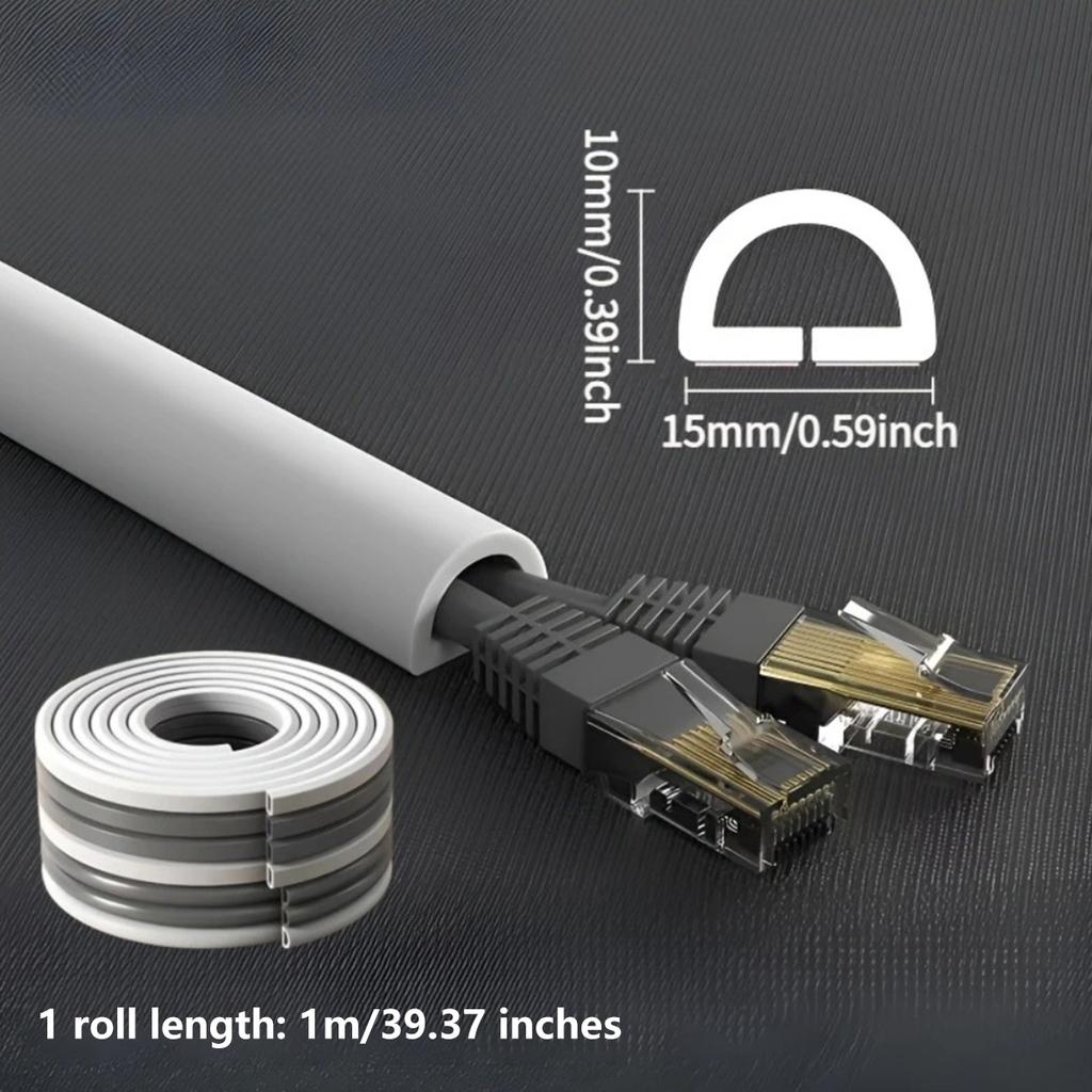 1m PVC Cable Tray Exposed Installation Self Adhesive Invisible Decoration Household Cable Network Cable Concealment Soft Tray