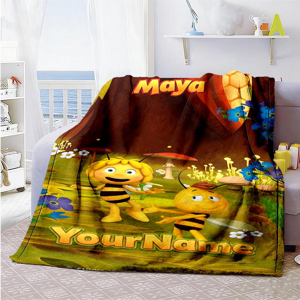 Biene Maja Personalized Text Blanket Cozy Personalized Blanket Durable Comfort Versatile for Bedding Bed Home Decor Livingroom All-Season Use