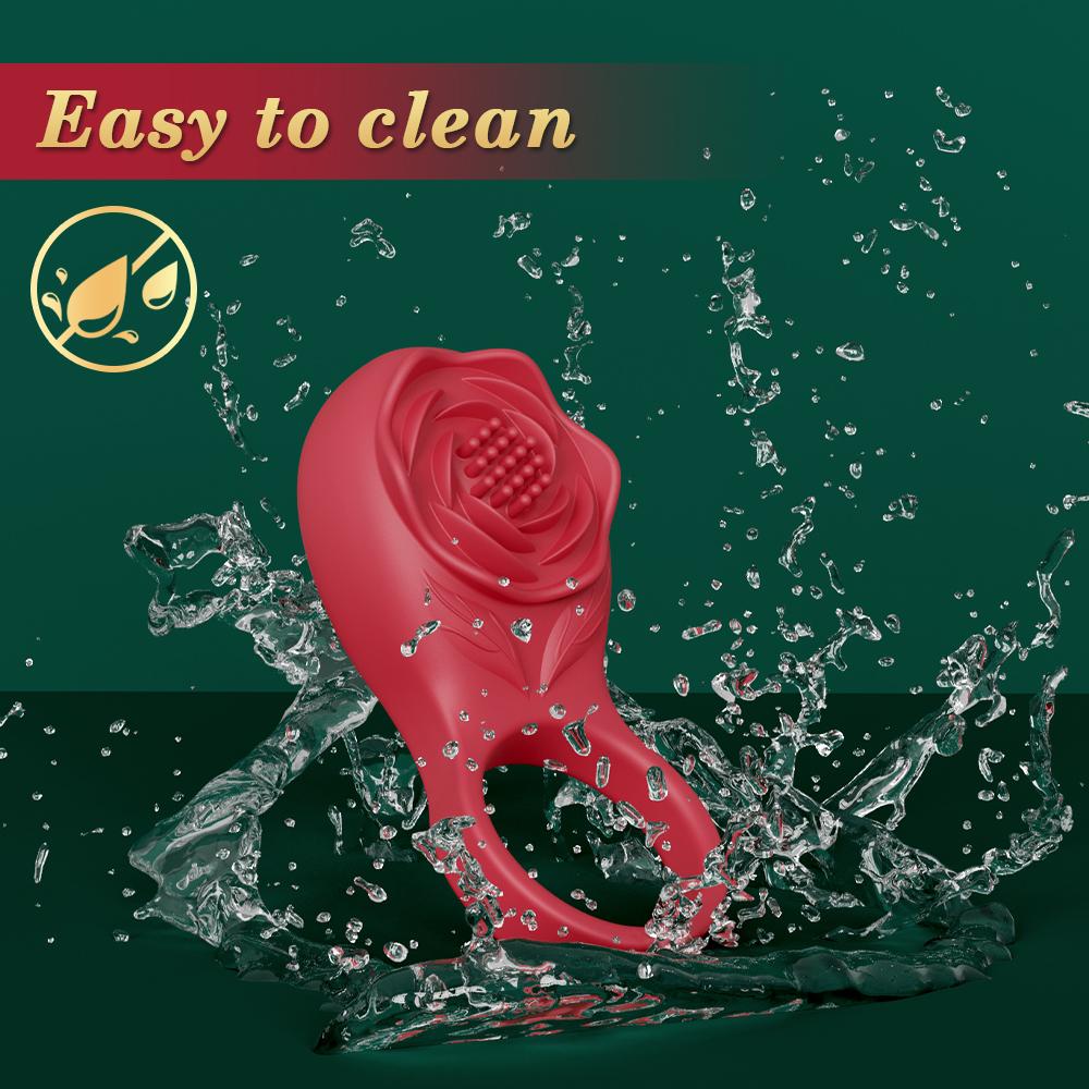 APP-enabled Vibrating Penis Ring, Rooster Ring Couple Vibrating Penis Ring, Male Adult Toy, with Rose Clitoral Stimulator.