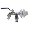 Premium Zinc Alloy Dual Outlet Garden Tap with Bulkhead Fitting – Leak-Proof, Easy Install, for Rain Barrels, Water Tanks Outd