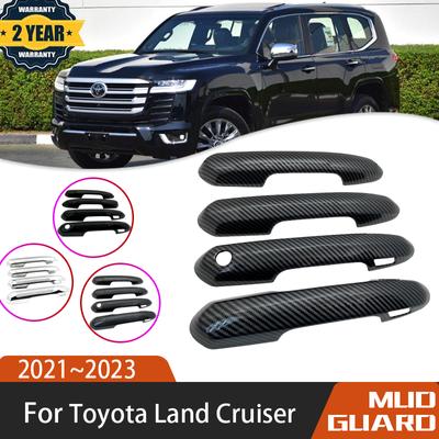 Car Black Carbon Fiber Door Handle ABS For Toyota Land Cruiser 300 J300 2022 Accessories Lexus LX J310 ~2023 Car