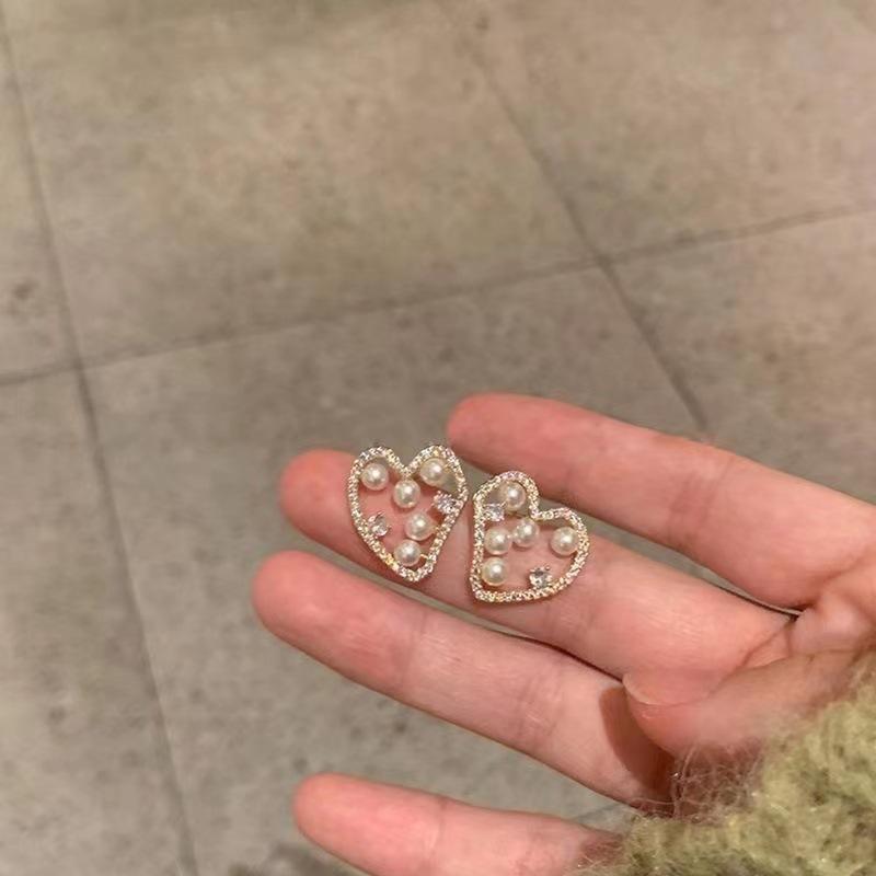 Полый Сердце Имитация Жемчуга Кристалл Подвеска Серьги Женские Винтажные Неправильные Геометрические Милые Brincos Украшения Orejeras Подарок