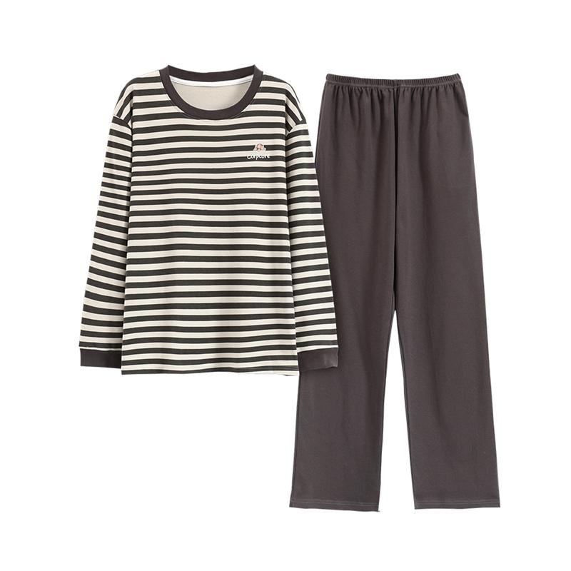 Βαμβακερή Πιτζάμα Σετ Κομψό Μινιμαλιστικό Στυλ Πιτζάμες Μεγάλο Μέγεθος Φόρμα Σπιτιού για Αγόρι Φθινόπωρο Χειμώνας Ανδρική Καθημερινή Ρόμπα