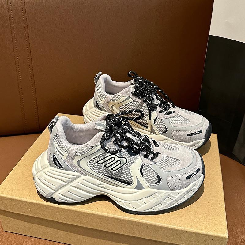 Fashion versatile platform shoes women's new small height-increasing mesh breathable casual sports shoes