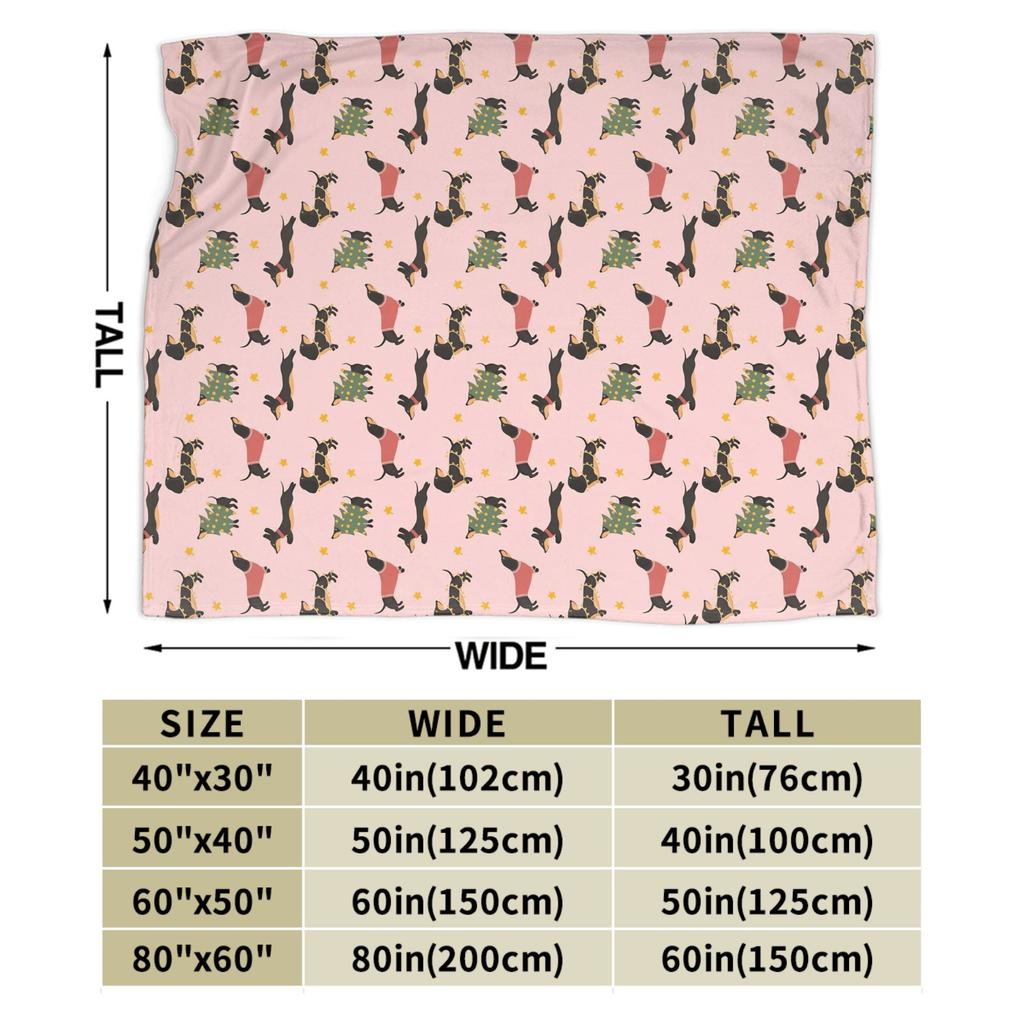 Dachshund Christmas Blanket Dogs Animal  Wool Throw Blanket Home Couch Printed Soft Warm Bedsprea