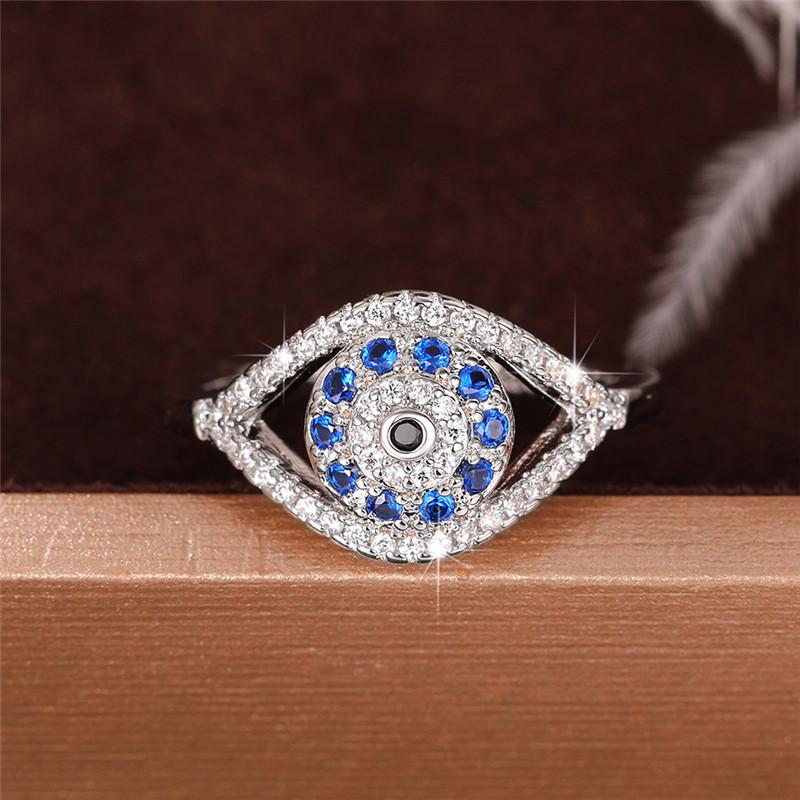 925 Sterling Silver Eye Finger Ring for Women, Hip Hop, Rock Style, Blue Eyes Rings, Funny Girls Gift, Modern Design Jewelry