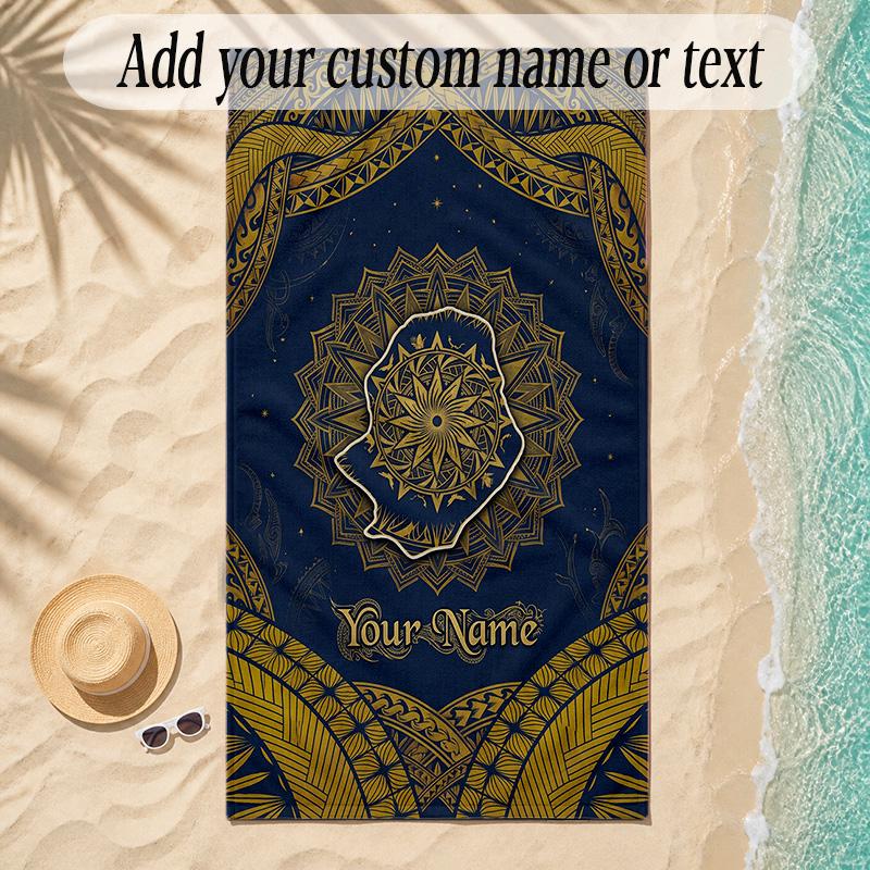 Mandala Theme Soft Beach Towel Personalized Custom Name Text Towel Portable for Beach Pool Travel