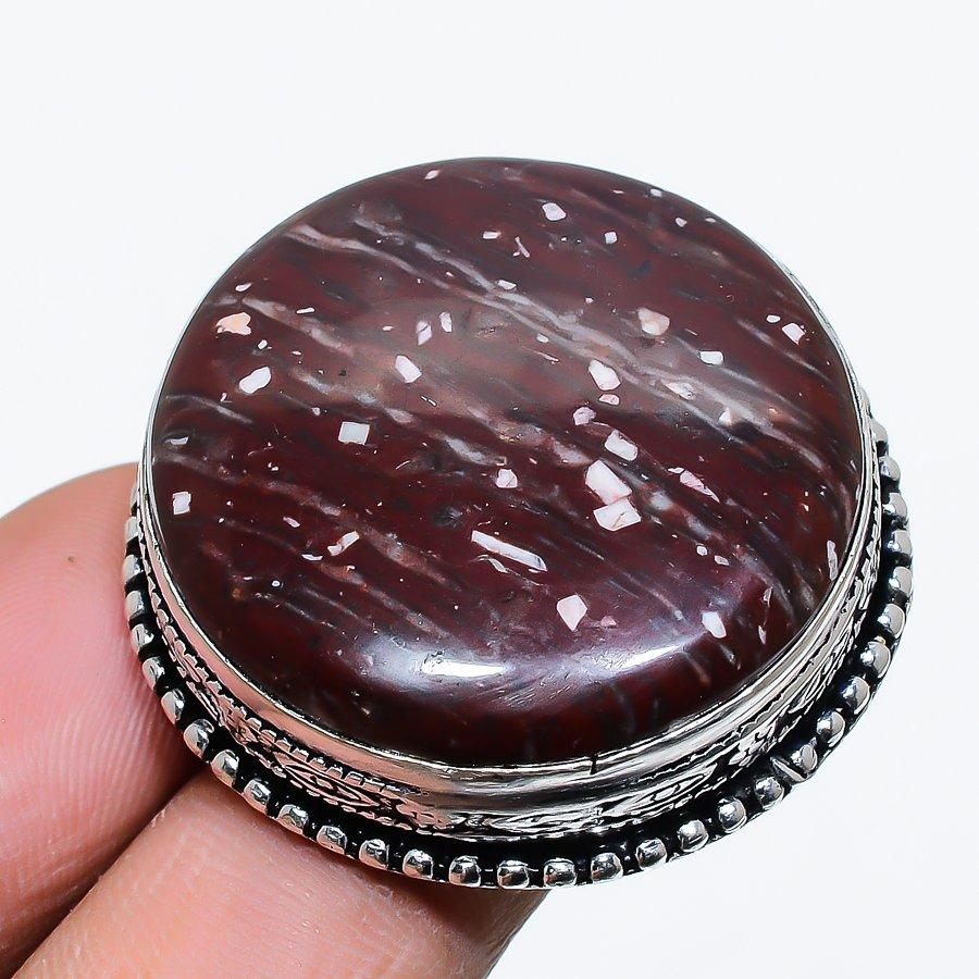 

Ювелирное кольцо из стерлингового серебра 925 пробы с натуральным яшмом капучино, размер 9 P7d74