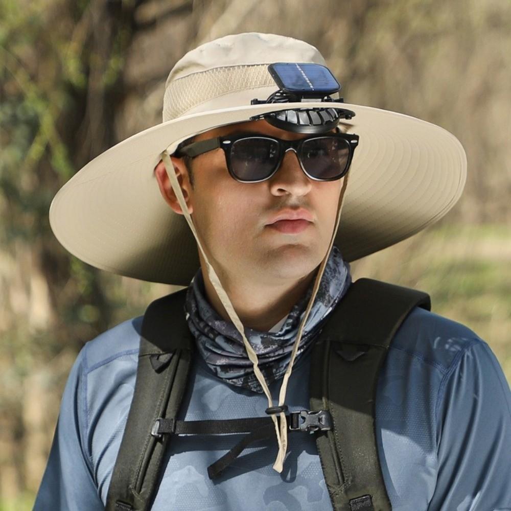Breathable Solar Fan Hat UV Protection Fishing Bucket Hat Sun Hat with Fan  Hot Weather