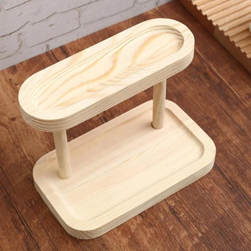 Wooden Storage Tray Double-layer Storage Rack Desktop Cosmetics Storage Rack Jewelry Display Racks Household Entrance Key 
