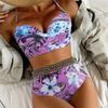 S - XL Underwired Printed High Waist Bikini Female Swimsuit Women Swimwear Two-pieces Bikini Set Bather Bathing Suit Swim