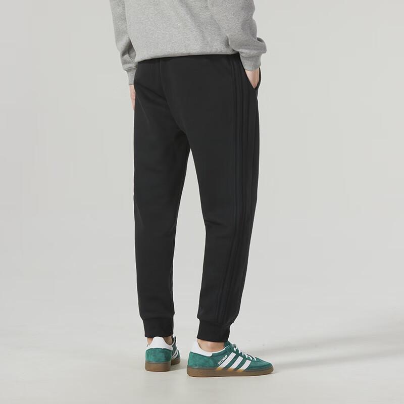 Adidas Essentials Fleece 3 ρίγες κωνικό παντελόνι με μανικέτια μαύρο ανδρικό streetwear IJ8885