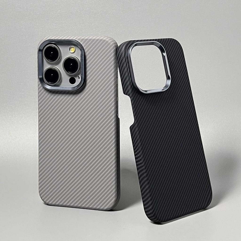 Kevlar Carbon Fiber Magnetic Half-Cover Case for iPhone 17 Pro Max
