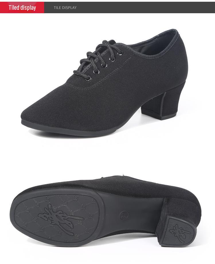 Women's Professional Latin Dance Shoes with Mid-High Heel and Soft Sole for Ballroom, Teacher Training, and Square Dancing.