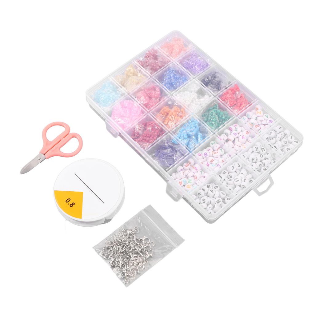 Jewelry Beads Kit Portable Colorful Letter Beads DIY Glass Seed Beads Set for Craft Bracelet Necklace Making